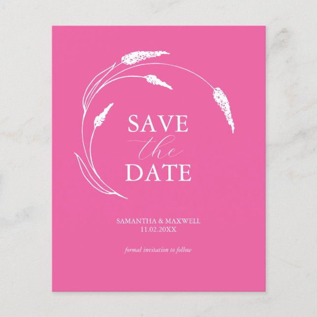 Budget Fuchsia Wedding Save The Date Flyer (Front)