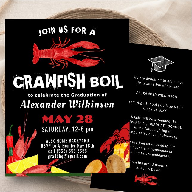 BUDGET Fun Crawfish Boil Graduation BBQ Invitation Flyer (Creator Uploaded)