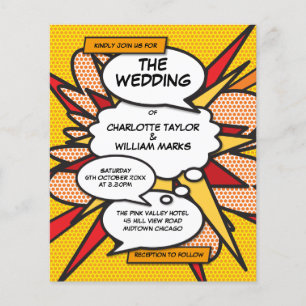 Budget Fun Geometric Comic Book Wedding Invitation