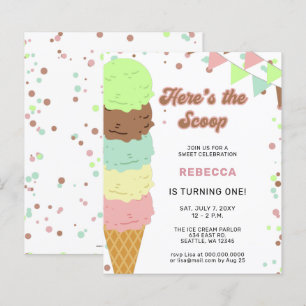 Budget Fun Ice cream party Birthday invitation