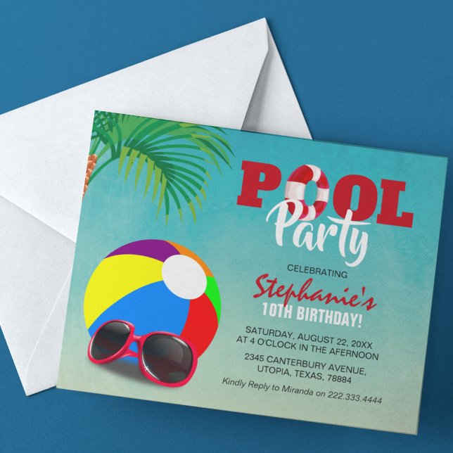 Budget Fun Pool Party Birthday Invitation (Creator Uploaded)