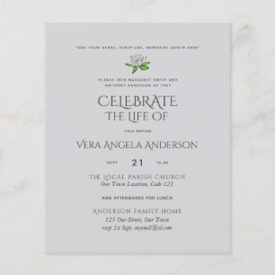 BUDGET Funeral Memorial INVITE Celebration of Life