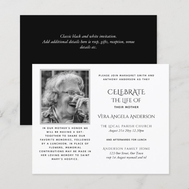 BUDGET Funeral Memorial INVITE Celebration of Life (Front/Back)