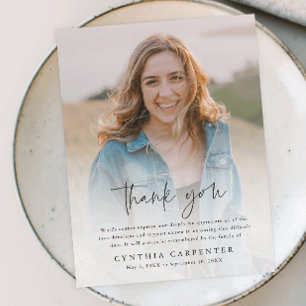 Budget Funeral Memorial Photo Thank You Card