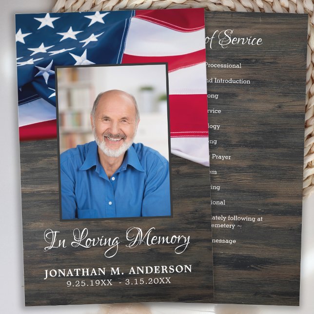 Budget Funeral Patriotic Memorial Service Program  (Creator Uploaded)