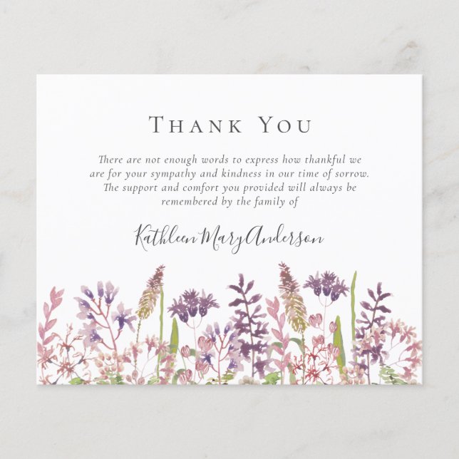 BUDGET Funeral Thank You Card | Wildflower Border (Front)