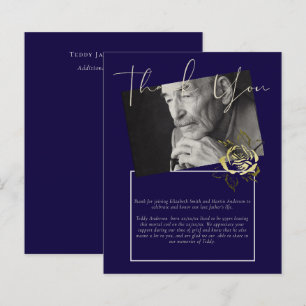 BUDGET Funeral Thank You Photo Navy Blue Gold