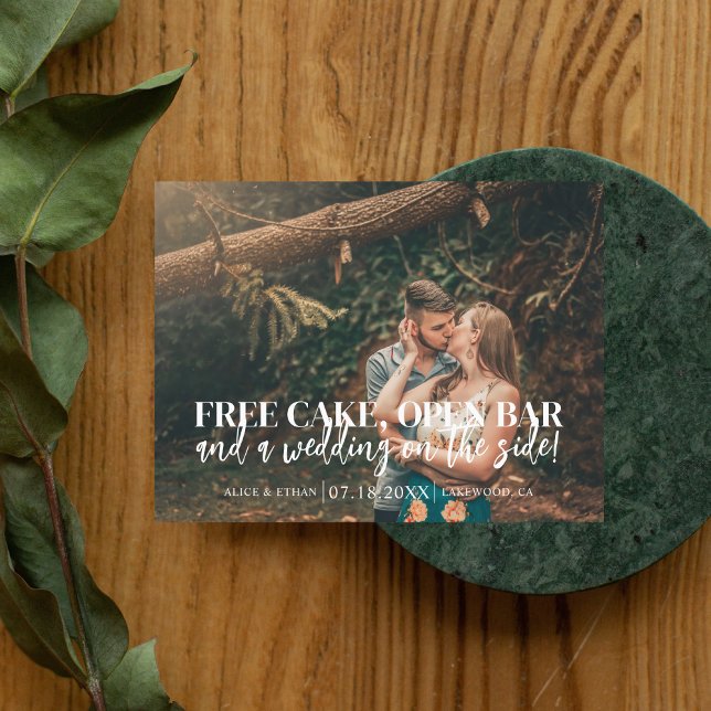 Budget Funny Free Cake Open Bar Save The Date Announcement Postcard (Creator Uploaded)