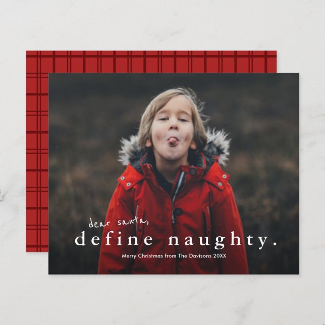 Budget Funny Naughty Photo Christmas Holiday Card (Front/Back)