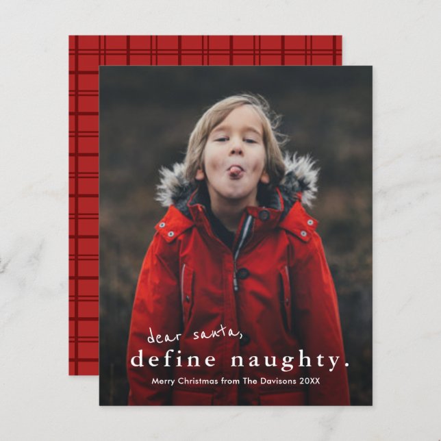 Budget Funny Naughty Photo Christmas Holiday Card (Front/Back)