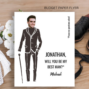 Budget funny photo best man proposal card