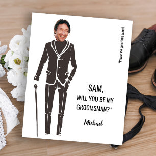 Budget funny photo groomsman proposal card