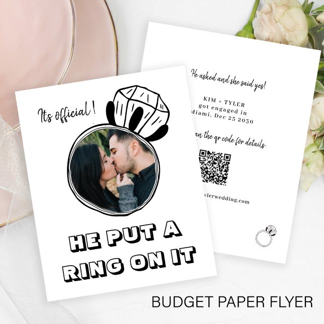 Budget funny photo QR CODE engagement announcement Flyer (Creator Uploaded)