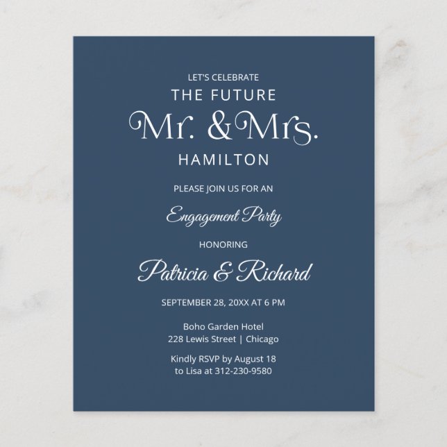 Budget Future Mr & Mrs Engagement Party Invitation (Front)