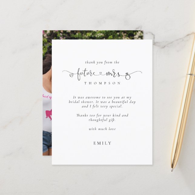 Budget Future Mrs Photo Bridal Shower Thanks (Front/Back In Situ)