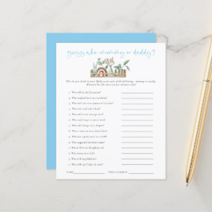 Budget Game Guess Who Mum Dad Blue Baby Shower