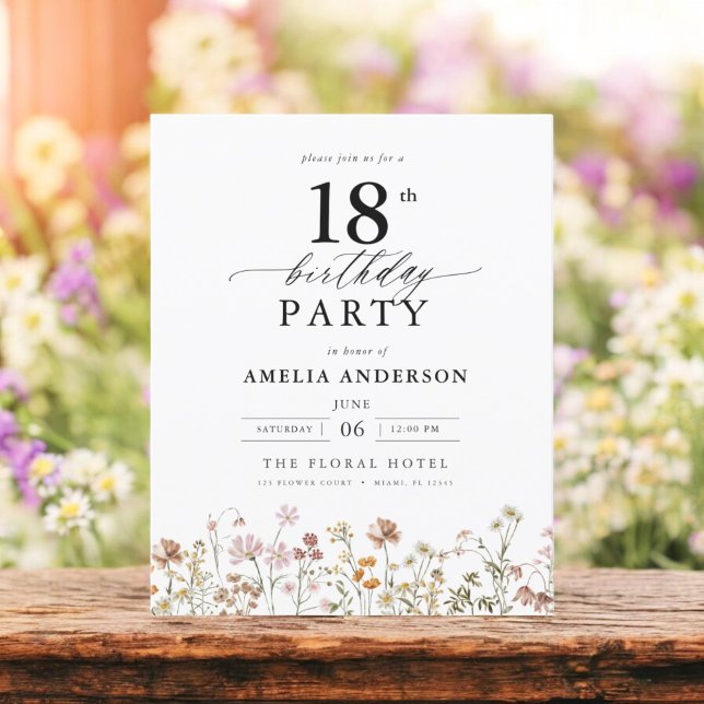Budget Garden Floral 18th Birthday Invitation (Creator Uploaded)