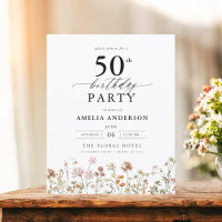 Budget Garden Floral 50th Birthday Invitation