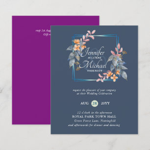 BUDGET Garden Leaves Fall Wedding Invites Teal