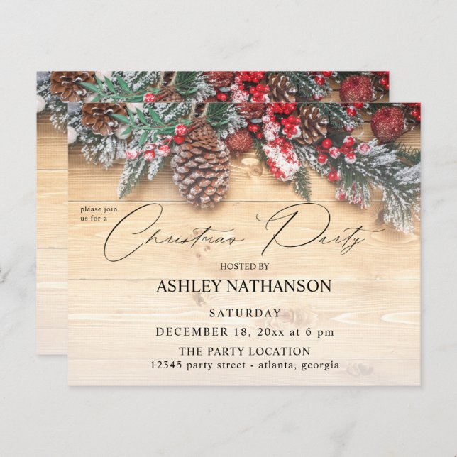 Budget Garland & Berries Rustic Christmas Party (Front/Back)