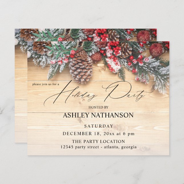 Budget Garland & Berries Rustic Holiday Party (Front/Back)