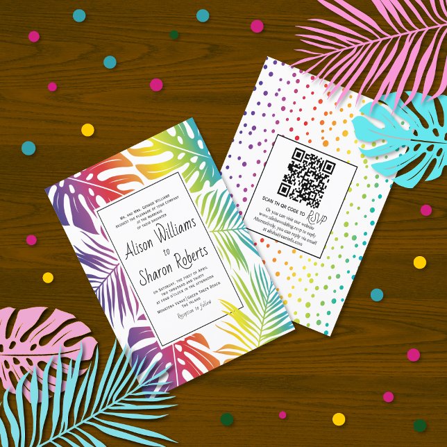 BUDGET Gay lesbian rainbow wedding invitation (Creator Uploaded)