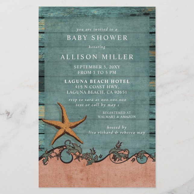 Budget Gender Neutral Beach Baby Shower Invitation (Front)