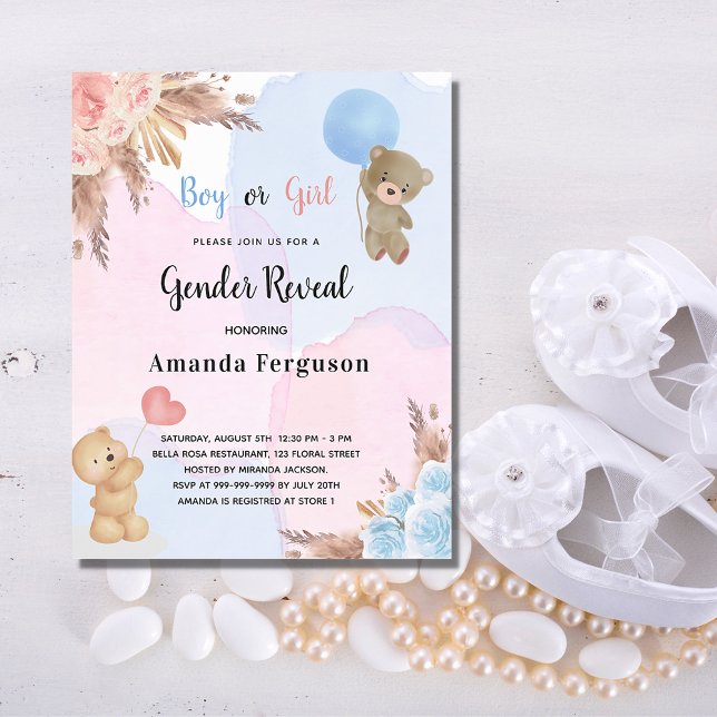 Budget gender reveal pampas grass teddy bear (Creator Uploaded)
