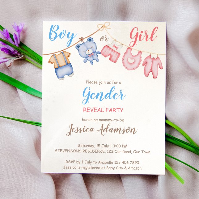 Budget gender reveal party invite rustic vintage (Creator Uploaded)