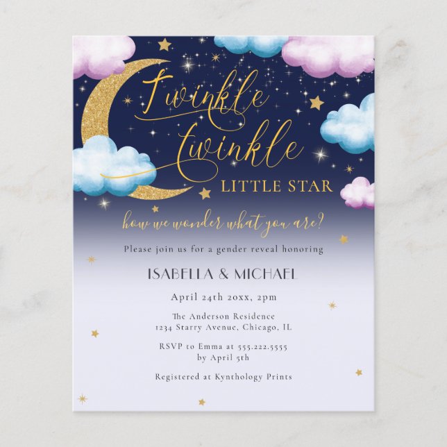 Budget Gender Reveal Twinkle Twinkle Little Star Flyer (Front)