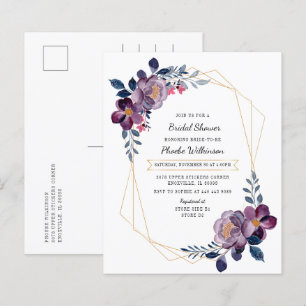 Budget Geometric Floral Bridal Shower Invitation