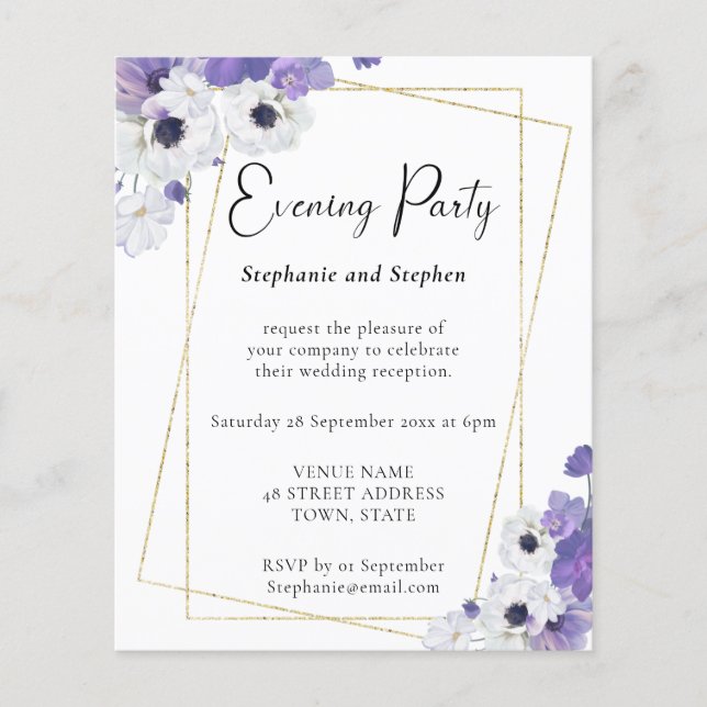 Budget Geometric Periwinkle Wedding Party Invite (Front)