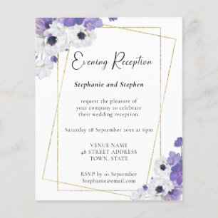 Budget Geometric Purple Wedding Reception Invite