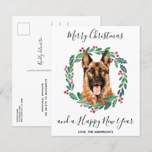 Budget German Shepherd Dog Merry Christmas Postard