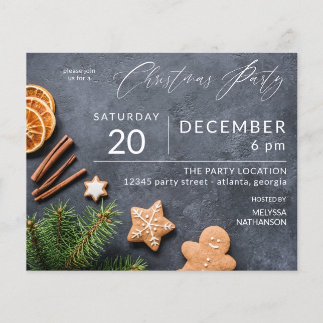 Budget Gingerbread Cookie & Orange Christmas Party Flyer (Front)