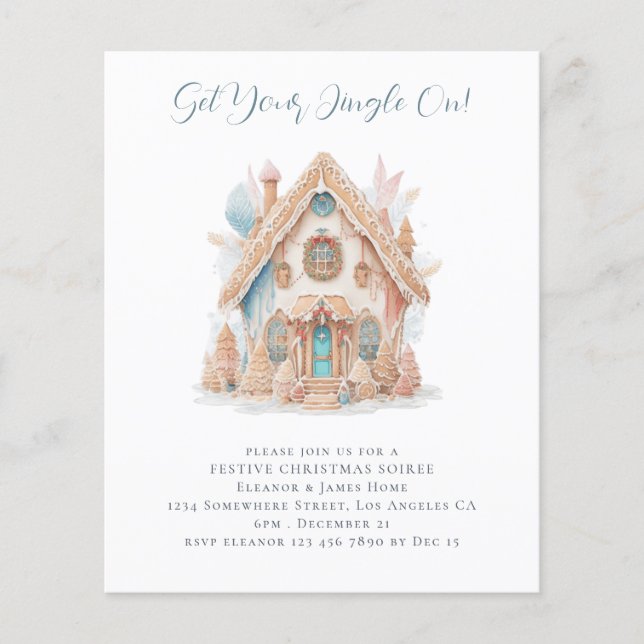Budget Gingerbread House Christmas Party Invite (Front)