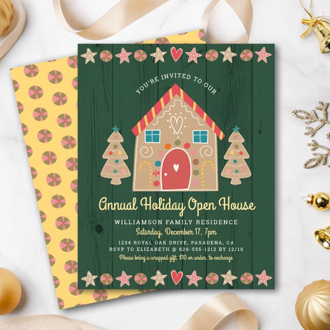 Budget Gingerbread Open House Green Rustic Invite (Creator Uploaded)