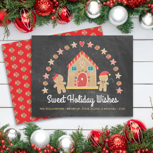 Budget Gingerbread Sweet Holiday Wishes Chalk Card