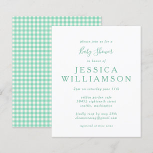 Budget Gingham Plaid in Mint Green Baby Shower