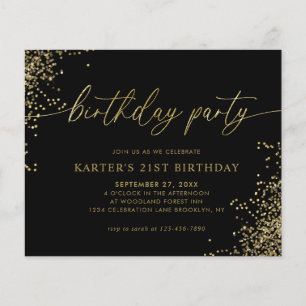 BUDGET Glam Black Gold Confetti Adult Birthday