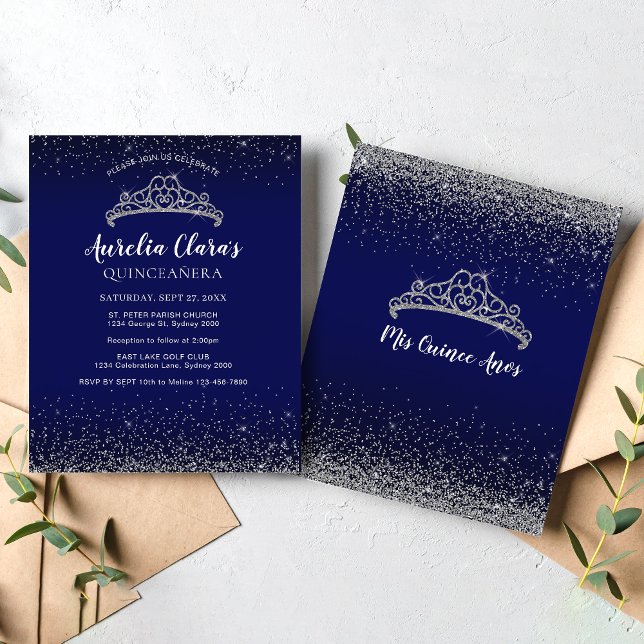 BUDGET Glam Blue Silver Glitter Tiara Quinceanera (Creator Uploaded)