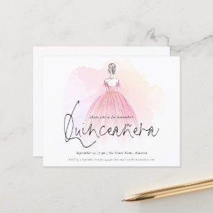 Budget Glam Dress Elegant Quinceanera Invitation