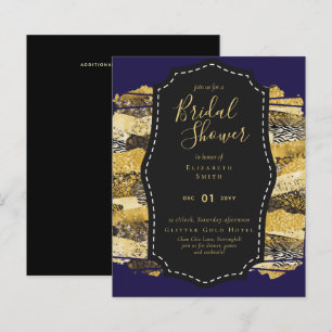 Budget Glam Gold Blue Bridal Shower Invite Animal