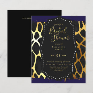 Budget Glam Gold Navy Bridal Shower Invite Animal