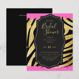 Budget Glam Gold Pink Bridal Shower Invite Animal