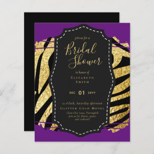 Budget Glam Gold Purple Bridal Shower Invite