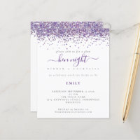 Budget Glam Purple Glitter Hen Night Invitation