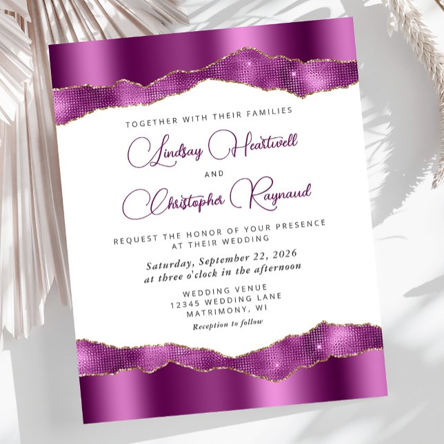 Budget Glam Purple Mirror Tiles Wedding Invite (Creator Uploaded)