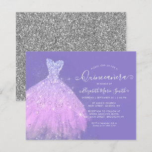 Budget Glam Purple Silver Glitter Gown Quinceanera