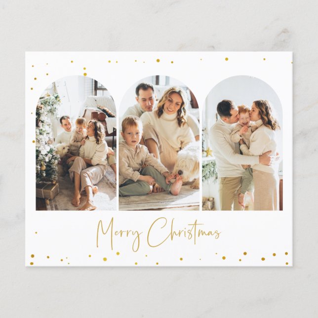 Budget Glitter Arch Christmas Photo Greeting Card (Front)